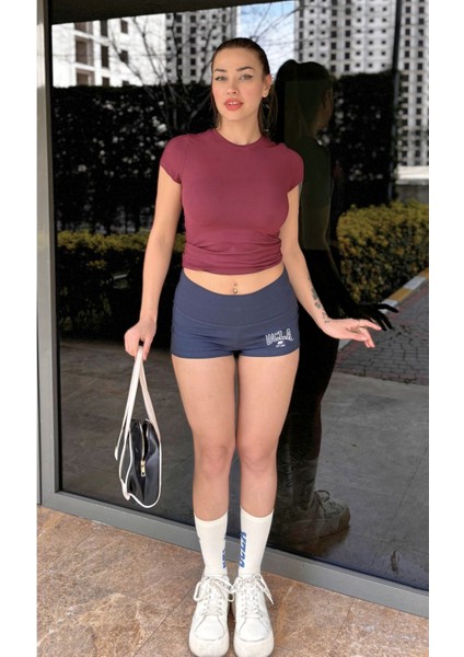 Mürdüm Fitted/vücuda Oturan Crop T-Shirt indirimleri