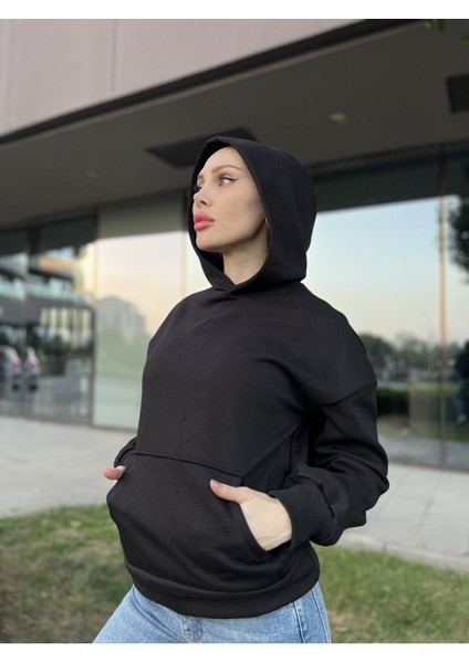 Kapüşonlu Içi Polarlı Unisex Hoodie Kadın Erkek Pamuklu Basic Kapüşonlu Sweatshirt Rahat Kalıp fırsatları