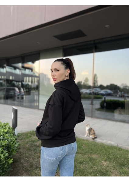 Kapüşonlu Içi Polarlı Unisex Hoodie Kadın Erkek Pamuklu Basic Kapüşonlu Sweatshirt Rahat Kalıp indirimleri