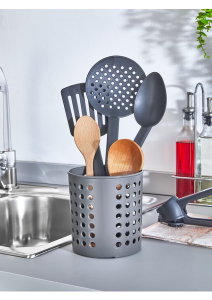 Plastik Silindir Dik Kaşıklık & Tezgah Üstü Düzenleyici & Servis Standı