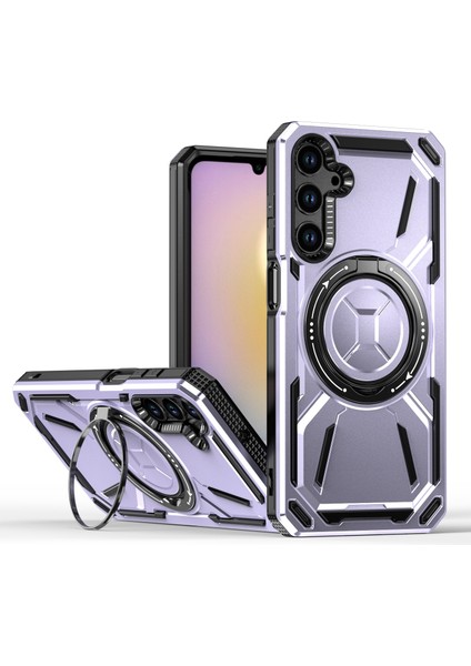 Samsung Galaxy A15 Uyumlu Magsafe Mıknatıslı Stand Özellikli Kamera ve Lens Korumalı Kapak