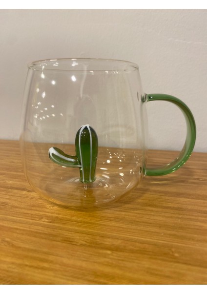 Kupa Cam Bardak Içi Cam Figürlü Yeşil Kaktüs modelleri