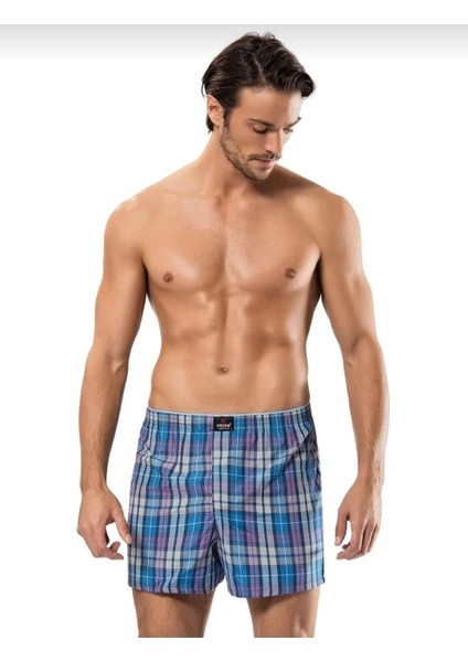 1440 Erkek Desenli Poplin Boxer 6 Adet