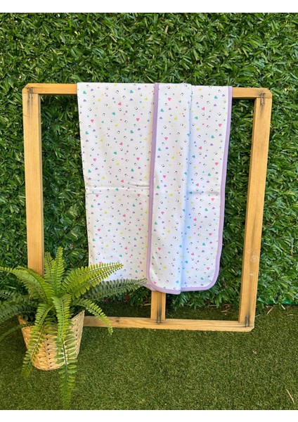 Renkli Kalpler Kundak Battaniye Lila