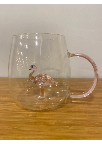 Kupa Cam Bardak Içi Cam Figürlü Pembe Flomingo fiyatları