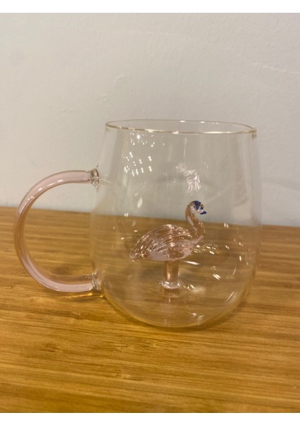 Kupa Cam Bardak Içi Cam Figürlü Pembe Flomingo modelleri