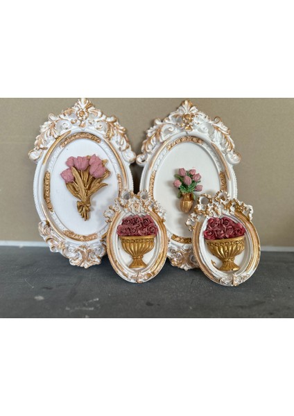 Çiçekli Dekoratif Duvar Tablo 4 Lü Set fiyatları
