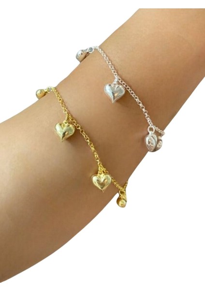 925 Ayar Gümüş Sallanan Kalp Bileklik modelleri