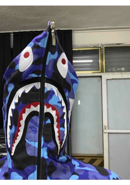 Unisex Pubg Bape x Shark Hoodie - Mavi