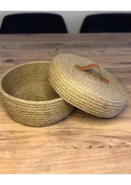 Hasır Sepet, Jüt Sepet, %100 Doğal Hasır Sepet, Çok Amaçlı Dekoratif Hasır Sepet, Organizer