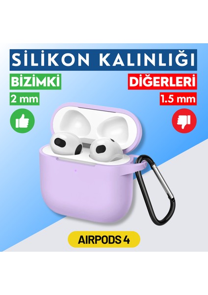 4. Nesil Uyumlu Lila Premium Silikon High Quality Kulaklık Kılıfı - 2 mm Kalınlık