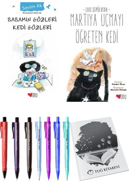 Martıya Uçmayı Öğreten Kedi ve Babamın Gözleri Kedi Gözleri 2'li Set + Hediyeli