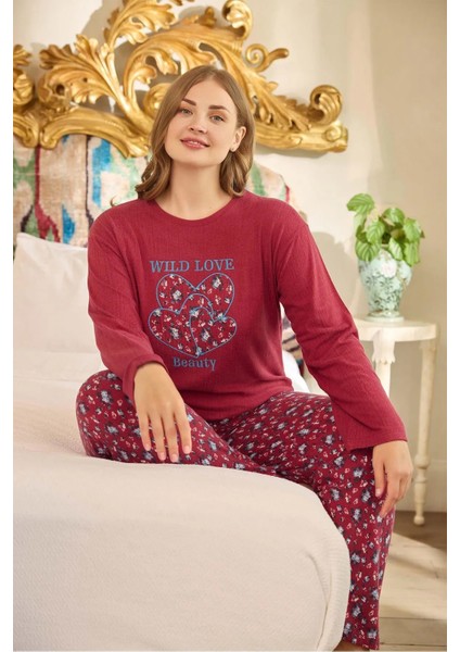Kadın Pijama Takımı Büyük Beden Battal Termal Uzun Kol