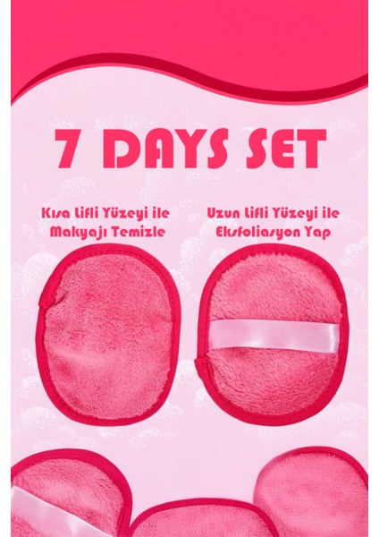 Makyaj ve Yüz Temizleyici - Sadece Su Ile Makyaj Temizleme - Pink Ped -7li Pembe Ped Set