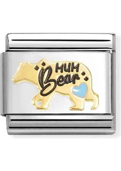 Composable Classic Symbols Steel, Enamel And 18K Gold Mum Bear Blue Renkli