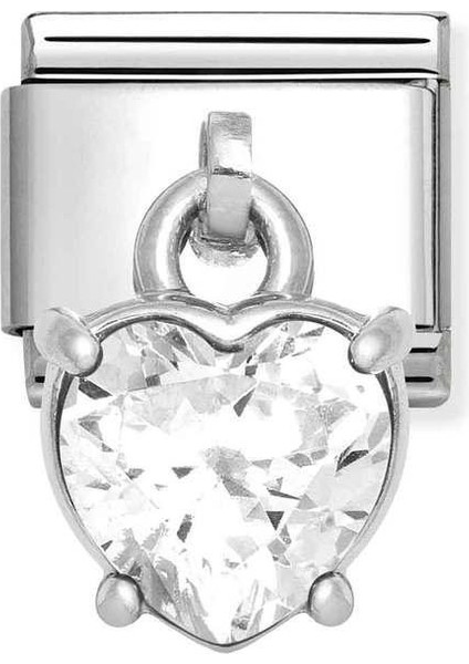 Composable Classic Charms Cubıc Zırconıa Steel, 925 Sterling Silver White Heart Renkli