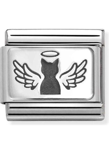 Composable Classic Plates (Ic) Steel And 925 Sterling Silver Angel Cat Renkli