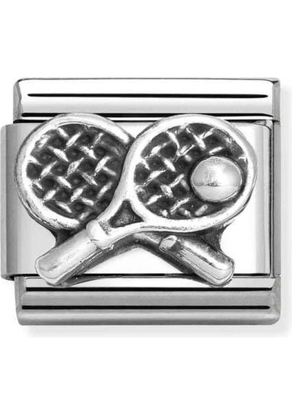 Composable Classic Oxıdızed Symbols In St,steel And 925 Sterling Silver Tennis Racket Renkli