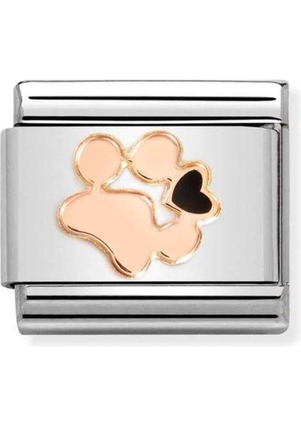 Composable Klasik Semboller Çelik, Emaye ve 375 Altın -18_DOG Pawprint- Renkli