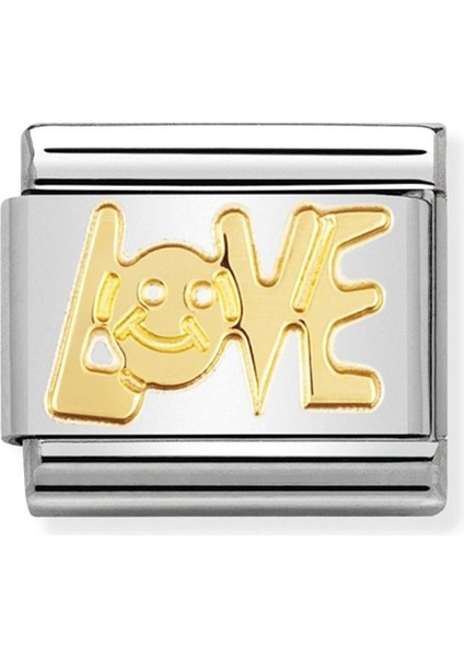 Composable Classic Wrıtıngs In Stainless Steel With 18K Gold (06_LOVE) Renkli