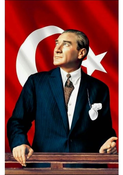 150X225 cm Atatürk Baskılı Türk Bayrağı Raşel Kumaş