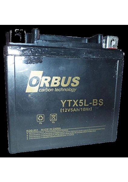 YTX5L-BS 12 Volt 5 Amper Orbus Motosiklet Aküsü 114*71*106 - 1,7 kg