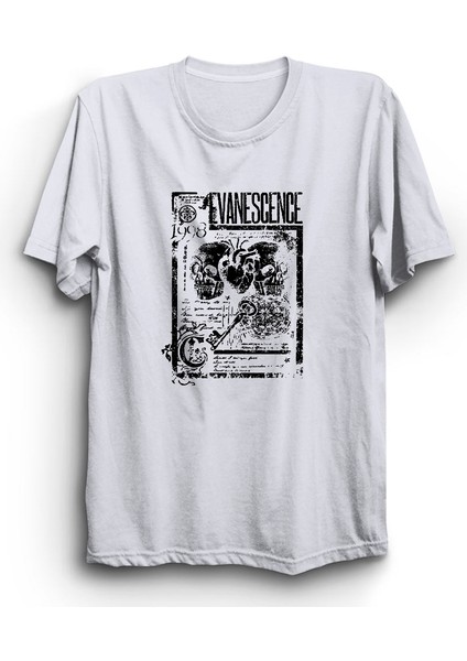 Evanescence, Skulls And Heart, Rock Metal Müzik Grubu, Pamuk Tişört