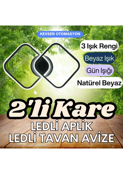 Modern Ledli Aplik & Tavan Armatür "2'li Kare"