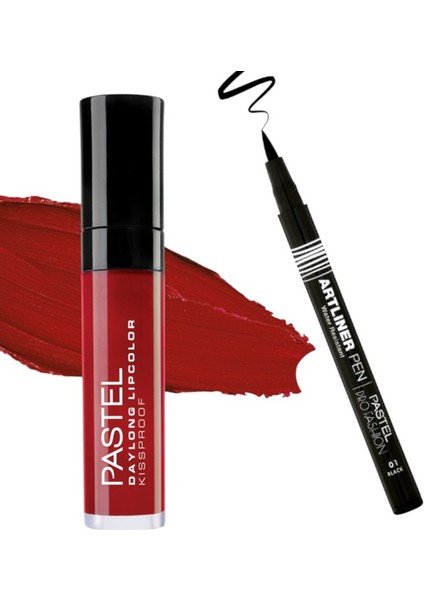 Daylong Lipcolor Kissproof - Likit Mat Ruj 09 + Pastel Artliner Pen - Artliner Kalem 01 Black