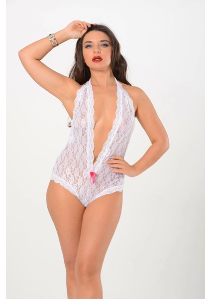 Beyaz Dantel Bodysuit - 924