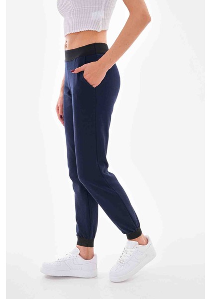 GİGİTEX Lacivert Dar Kesim Bel ve Paça Lastikli Eşofman Altı
