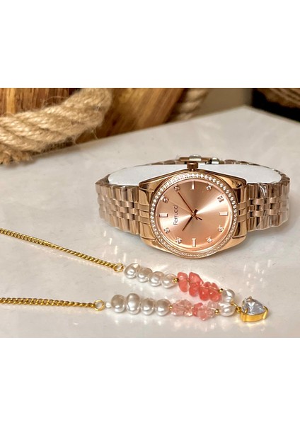 Çelik Taşlı Şık Kadın Kol SAATI+%100 Çelik Kolye Hediye fırsatları