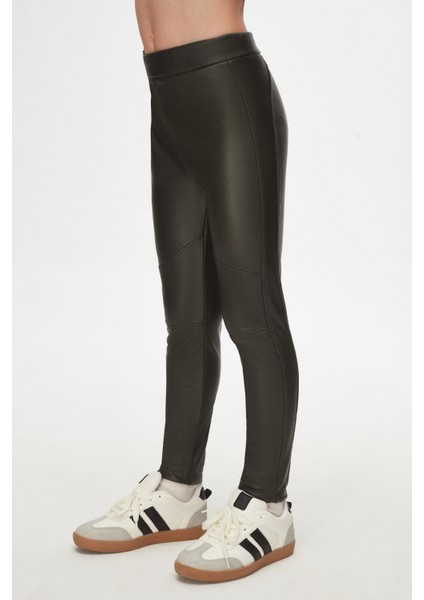 Deniz Yeşili Kız Çocuk Kışlık Deri Pantalon modelleri