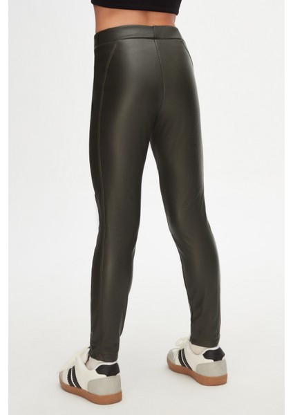 Deniz Yeşili Kız Çocuk Kışlık Deri Pantalon fırsatları