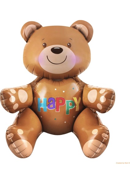 Kral Taçlı Ayıcıklı Happy Birthday Yazılı Kahverengi ve Beyaz Balon Zinciri Doğum Günü Süsü fiyatları