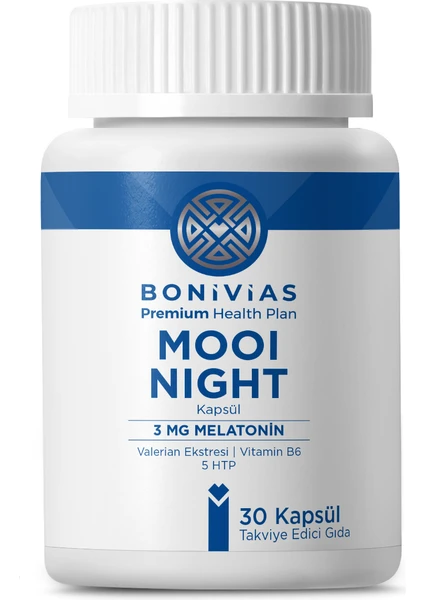 Mooi Night Melatonin Valerian Ekstresi B6 Vitamini 5 Htp Gıda takviyesi