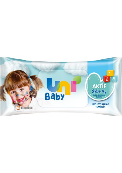 Uni Baby Aktif Bebek 3 lü Islak Mendil 24+ Ay 3x52 Adet