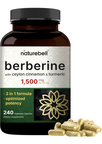 Berberine 1500mg, 240 Veggie Capsul 1000mg True Ceylon Cinnamon & 300mg Turmeric.