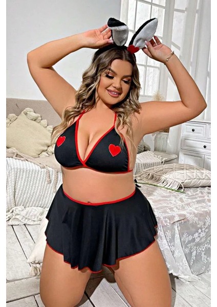 BscitirStore çeyizlik Kalpli Mini Etekli Babydol Gecelik BS9234