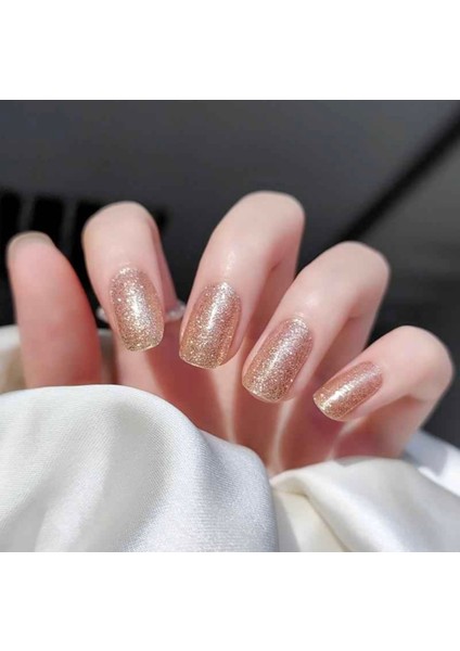 Nude Glitter Jel Tırnak, 20 Adet (2 Kullanım)