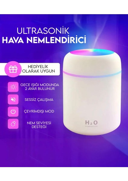 Ultrasonik Hava Nemlendirici + 2 Flitreli Hediyeli + 1 Koku Hediyeli Gece Lambası,koku Dağıtıcı