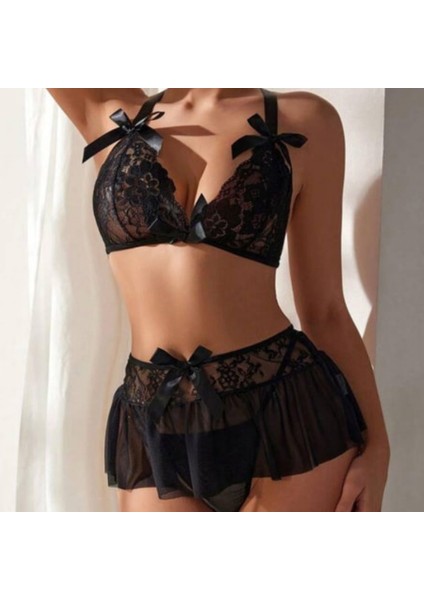 BscitirStore çeyizlik Siyah Dantelli Mini Etekli Babydoll BS9242 fiyatları