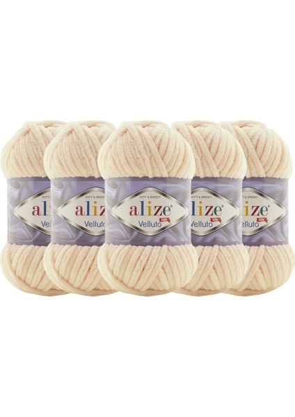 Velluto Kadife El Örgü Ipliği (5'li) Paket - Renk KODU:310-BAL Köpüğü - 100 Gr. 9 Mt. Parmak Örgü Ipi