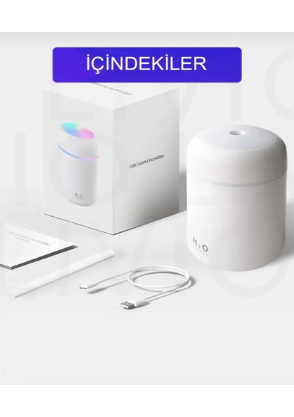 YENİ NESİL TYPE-C GİRİŞLİ Hava Nemlendirici Evde - Ofiste - Arabada - Koku , Işık Ambiyansı , Freş Serinlik , Koku Dagıtıcı H20