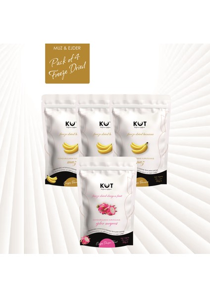 Dondurularak Kurutulmuş Meyve Paketi (Freeze Dried) 3 x muz + 1 x ejder Meyvesi
