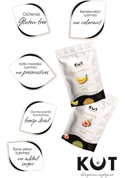 Dondurularak Kurutulmuş (Freeze Dried) Meyve Paketi - 3 x incir + 1 x muz
