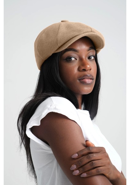 Unisex Kaşe Kasket | Latte Kaşe Kasket Şapka