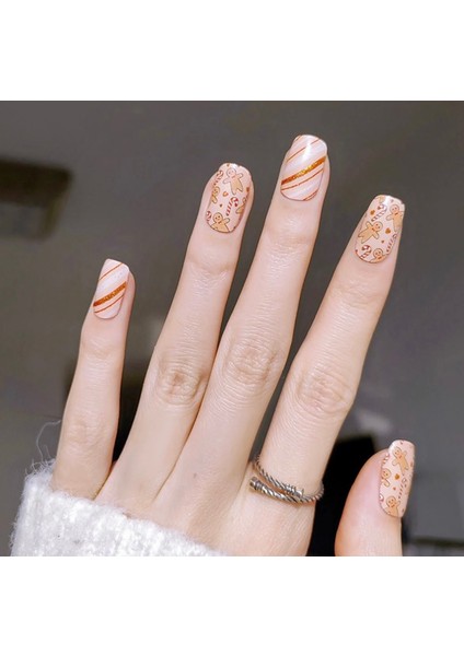 Gingerbread Man Nail Art Jel Tırnak 20 Adet (2 Kullanım)