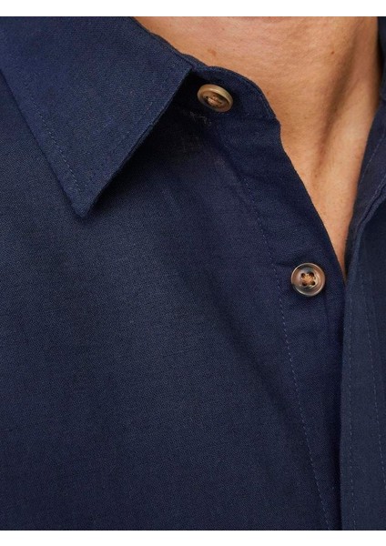 Jjesummer Lınen Blend Shırt Ls Sn Navy fırsatları