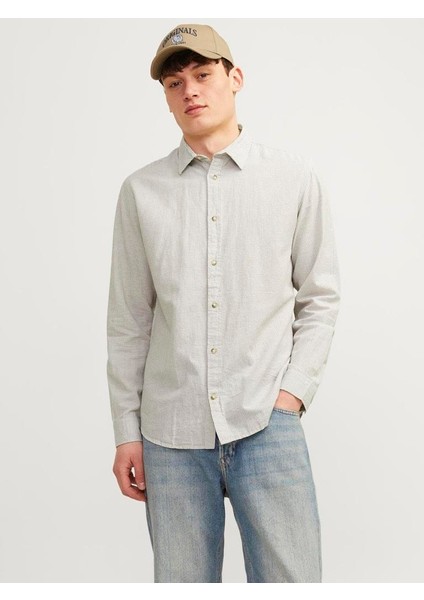 Jjesummer Lınen Blend Shırt Ls Sn Crockery